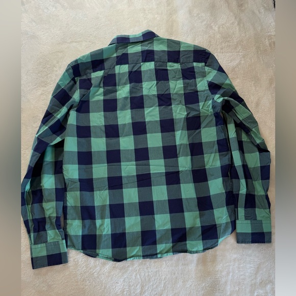 UNTUCKit Green Blue Plaid Long Sleeve Button Up Shirt Men's size L Slim Fit - Picture 5 of 5